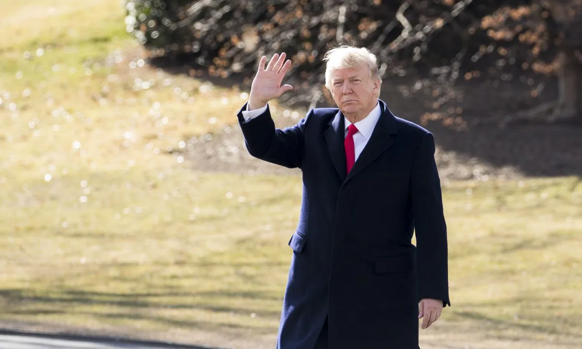 President Donald Trump before boarding Marine One on the South Lawn of the White House in Washington, on Feb. 2, 2018. (Samira Bouaou/The Epoch Times)