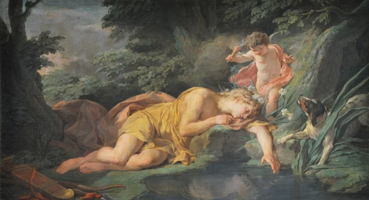 "Narcissus Changed Into a Flower,” 1771, by Nicolas-Bernard Lépicié. Oil on canvas. Palace of Versailles, France. (Public Domain)