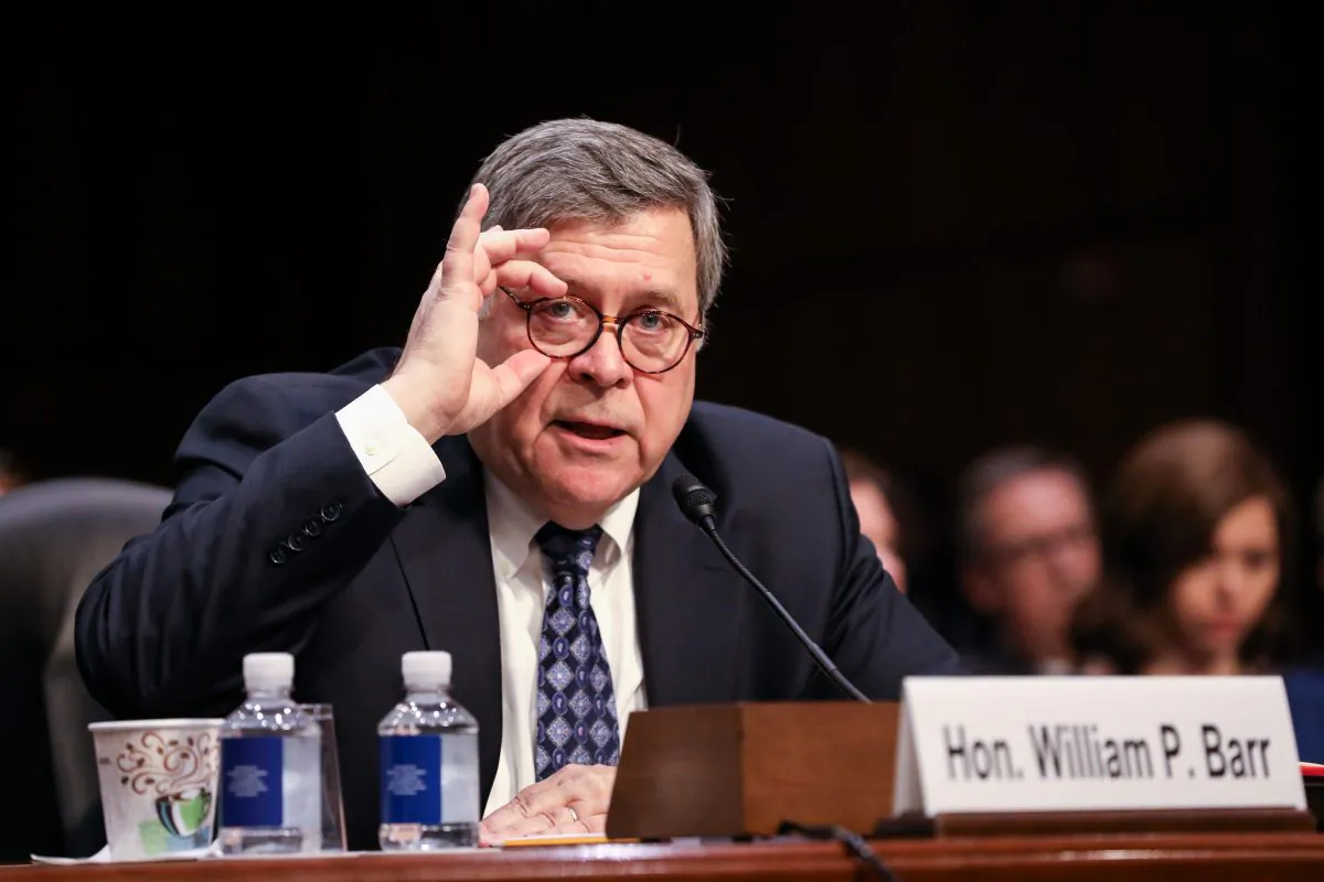 Attorney General nominee William Barr testifies on the first day of his confirmation hearing in front of the Senate Judiciary Committee at the Capitol in Washington on Jan. 15, 2019. (Charlotte Cuthbertson/The Epoch Times)