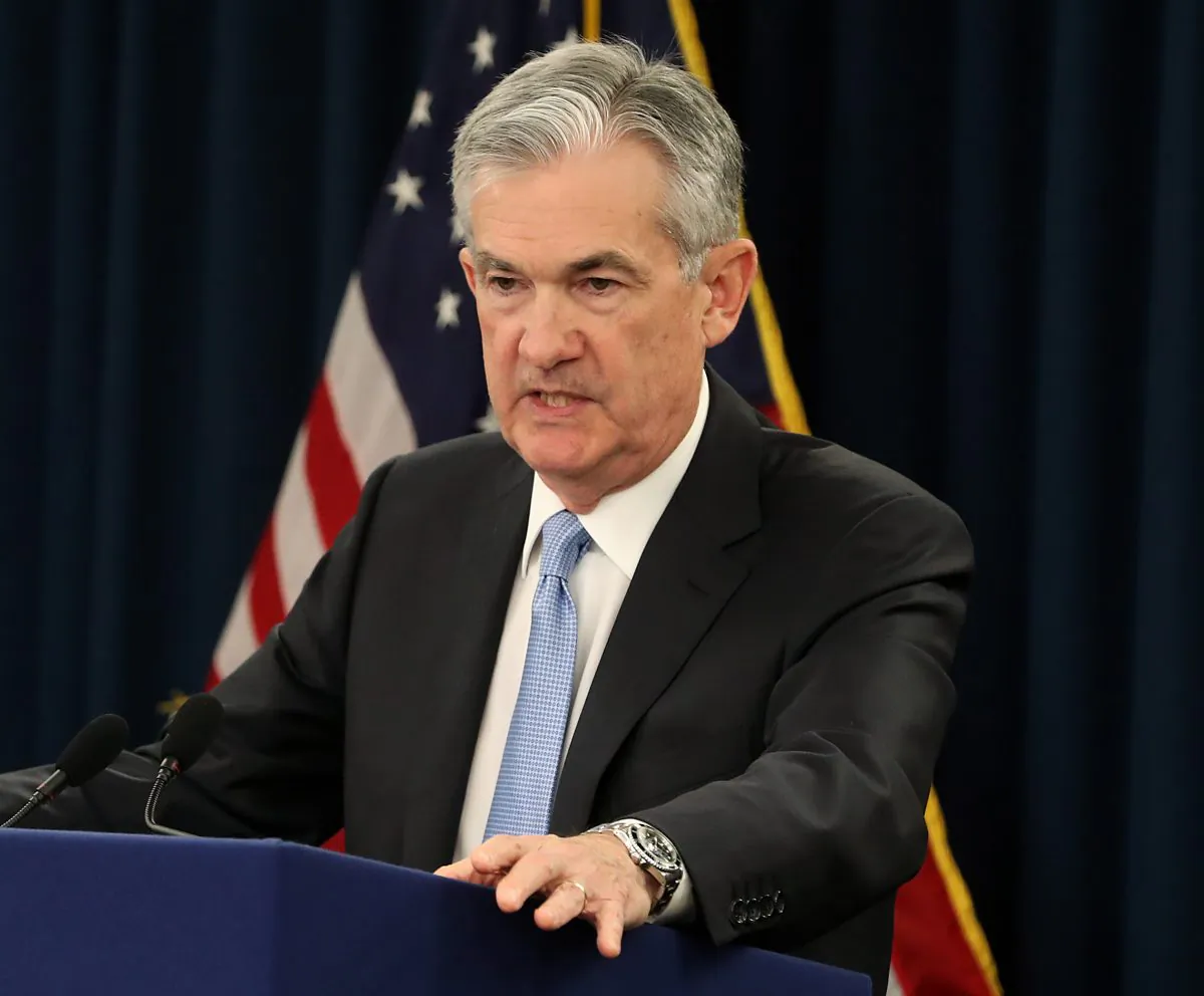 U.S. Federal Reserve Board chairman Jerome Powell speaks during a news conference on March 20 in Washington, DC. (Mark Wilson/Getty Images)