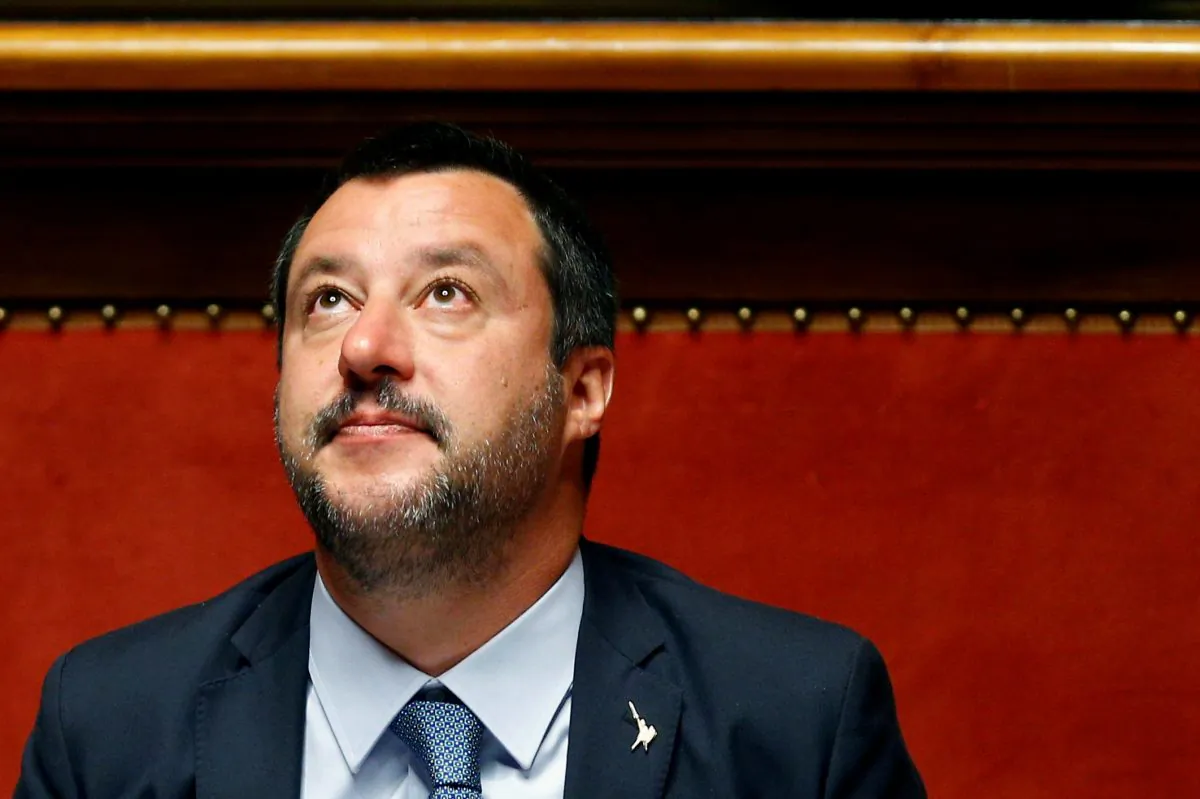 Deputy Prime Minister Matteo Salvini reacts in the upper house of the Italian parliament, in Rome on March 20, 2019. (Yara Nardi/Reuters)