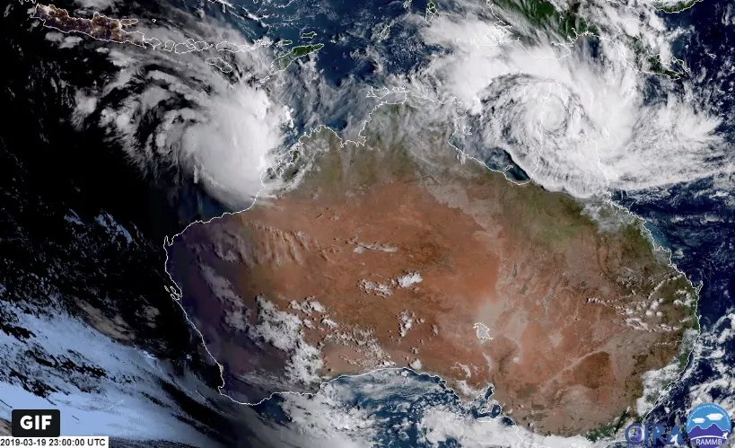 Cyclone Trevor as captures by Japan's Himawari8 satellite on March 20. (NOAA)