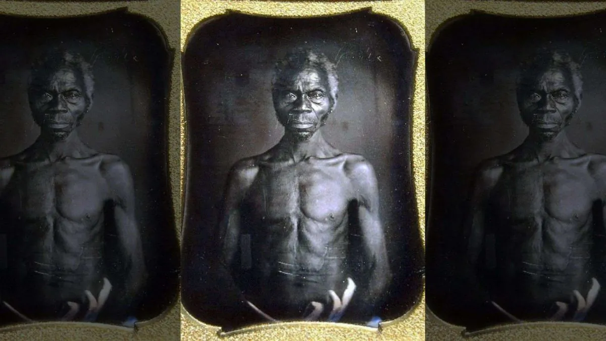 This July 17, 2018 copy photo shows an 1850 Daguerreotype of Renty, a South Carolina slave who Tamara Lanier, of Norwich, Conn., said is her family's patriarch. (Courtesy of Harvard University/The Norwich Bulletin via AP)