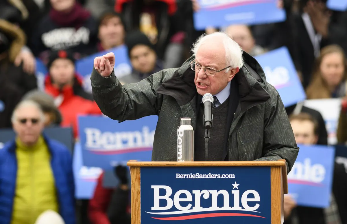 Senator Bernie Sanders speaks during a rally to kick off his 2020 US presidential campaign, in the Brooklyn borough of New York City on March 2, 2019. (JOHANNES EISELE/AFP/Getty Images)