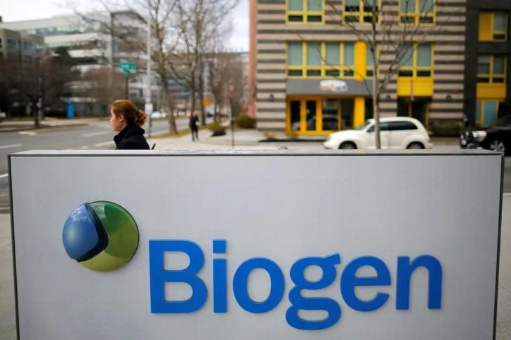 FILE PHOTO: A sign marks a Biogen facility in Cambridge, Massachusetts, U.S. January 26, 2017.   REUTERS/Brian Snyder