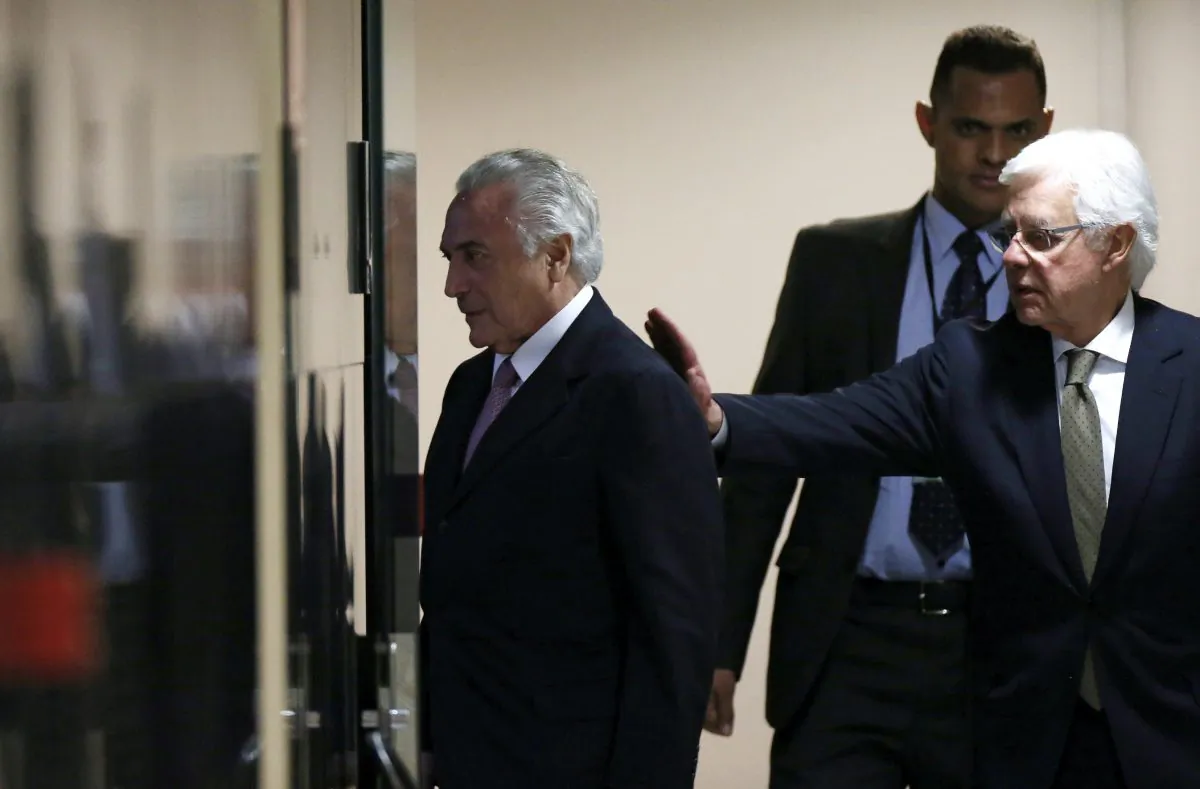 Former Brazil's President Michel Temer (L) and former Minister of the General Secretary of the Presidency of Brazil, Wellington Moreira Franco in Brasilia, Brazil, on July 11, 2017. (Adriano Machado/Reuters)