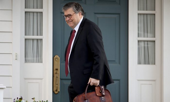 Attorney General William Barr departs his home in McLean, Virginia, on March 22, 2019. (Win McNamee/Getty Images)