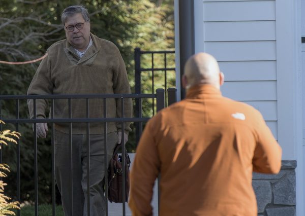 Attorney General William Barr leaves his home in McLean,