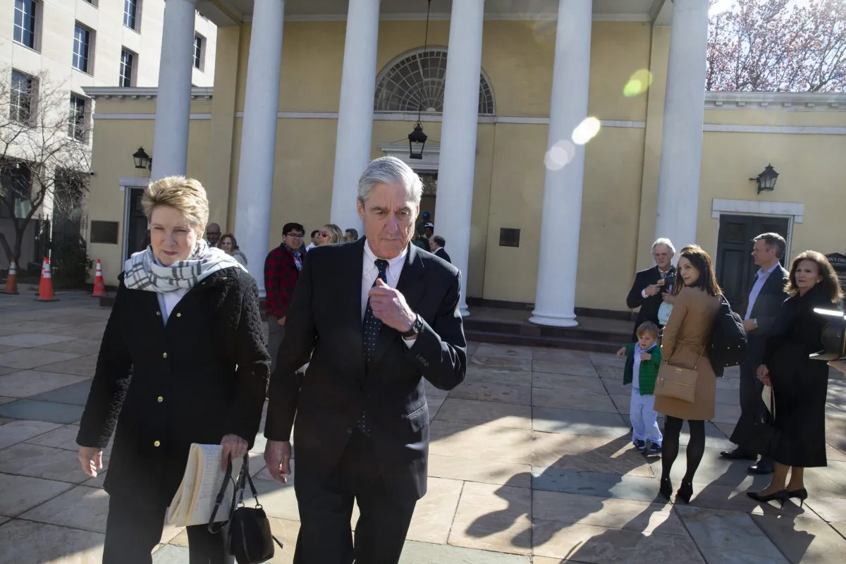 Special counsel Robert Mueller walks with his wife Ann Mueller on March 24, 2019 in Washington. (Tasos Katopodis/Getty Images)