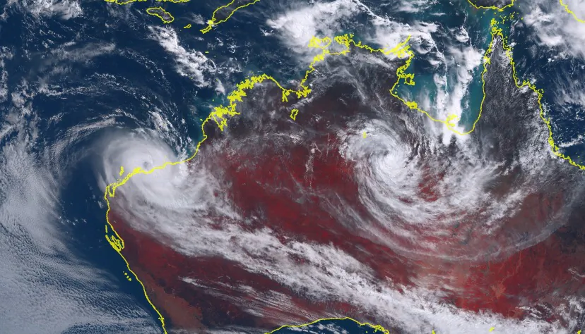 Cyclone Veronica approached landfall on March 24, 2019. (Screenshot/Himawari-8/JMA/NASA)
