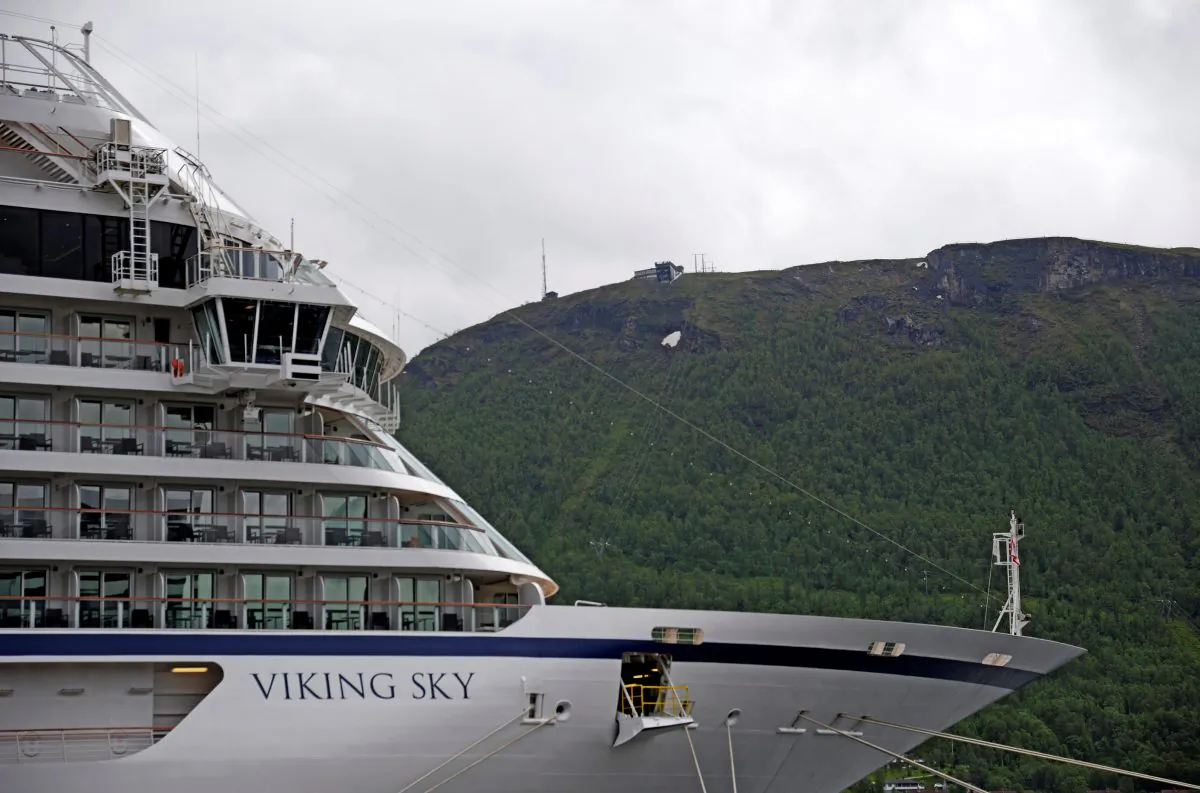 A cruise ship Viking Sky drifts towards land after an engine failure, Hustadvika, Norway, on March 23, 2019. (Frank Einar Vatne/NTB Scanpix/via Reuters)