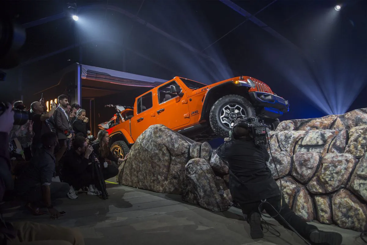 LOS ANGELES, CA - NOVEMBER 28: The new Jeep Gladiator truck is shown during the auto trade show, AutoMobility LA, at the Los Angeles Convention Center on November 28, 2018 in Los Angeles, California. More than 50 vehicles will debut during AutoMobility LA, which precedes the LA Auto Show, open to the public December 1 through 10. (Photo by David McNew/Getty Images)