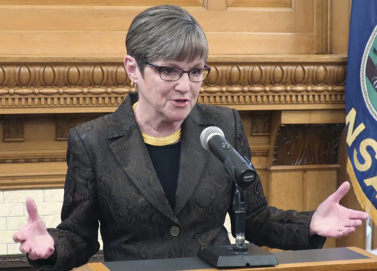 Kansas Gov. Laura Kelly speaks during a press conference at the Statehouse in Topeka, Kansas, on March 25, 2018. (John Hanna/AP Photo)