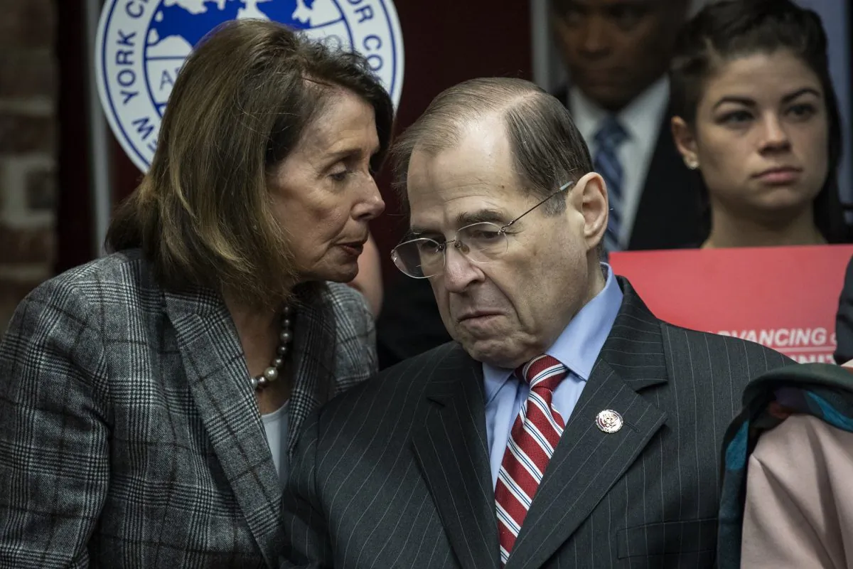 Speaker of the House Nancy Pelosi (D-Calif.) speaks with House Judiciary Committee Chairman Rep. Jerrold Nadler (D-N.Y.) in New York City on March 20, 2019. (Drew Angerer/Getty Images)