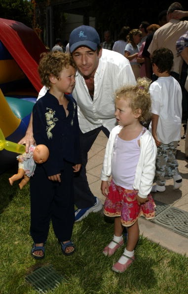 Actor Luke Perry and kids Jack and Sophie attend an afterparty for the premiere of "Garfield"