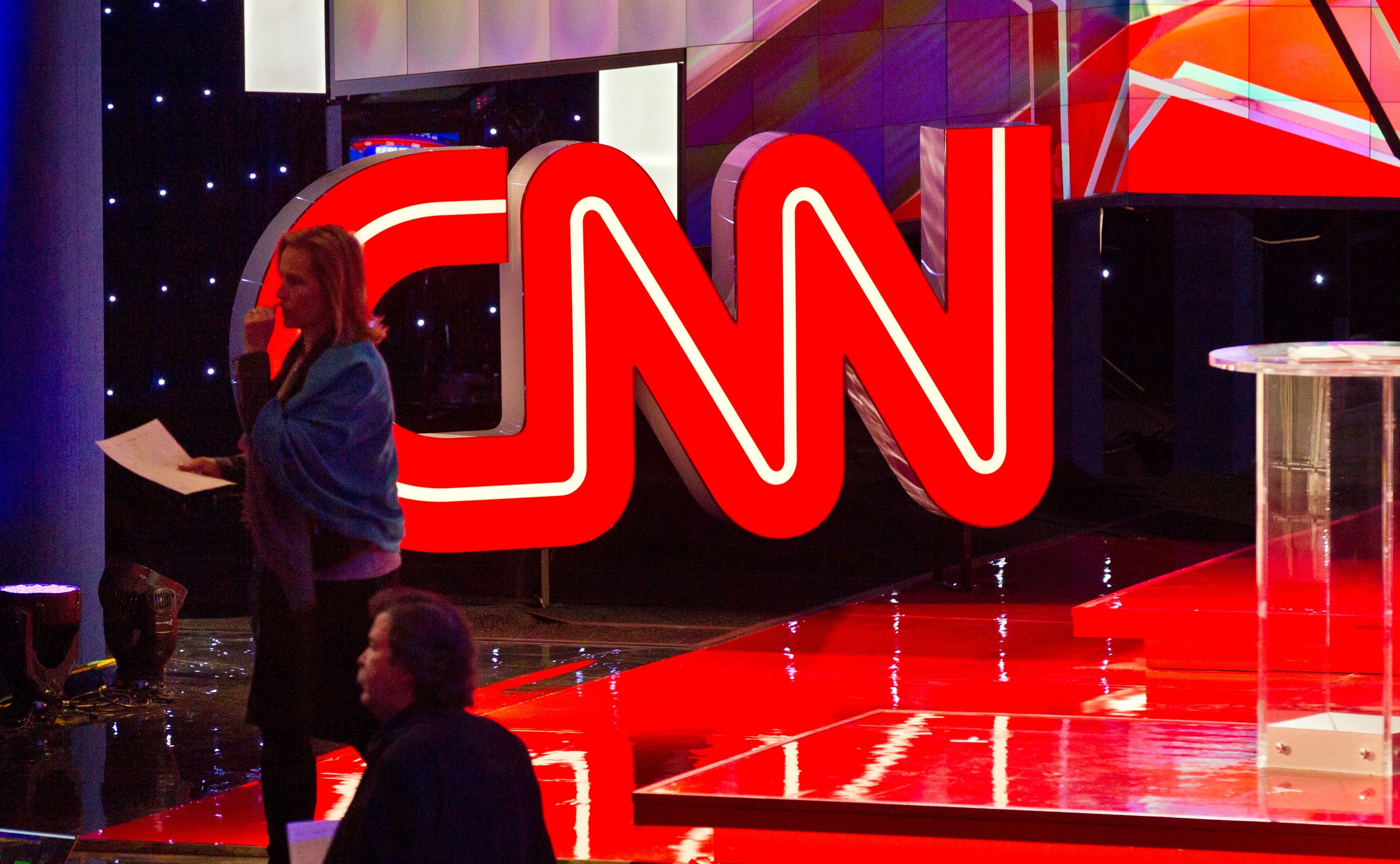 The stage for the Republican presidential debate, hosted by CNN, at The Venetian hotel in Las Vegas