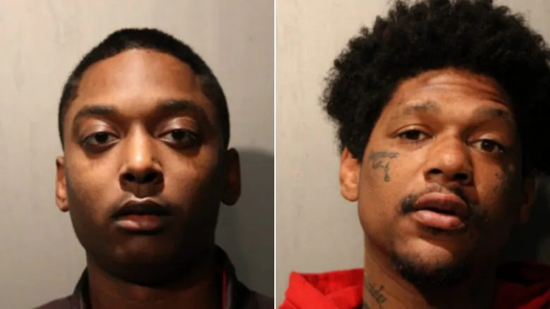 Menelik Jackson (L) and Jovan Battle were charged with first-degree murder in the shooting death of off-duty Chicago Police Officer John P. Rivera’s death. (Chicago Police Department)