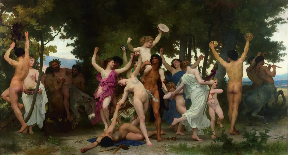“La Jeunesse de Bacchus (Youth of Bacchus),” 1884, by William-Adolphe Bouguereau. Oil on canvas, 20 feet by 11 feet. Private collection. (Courtesy of Sotheby’s)