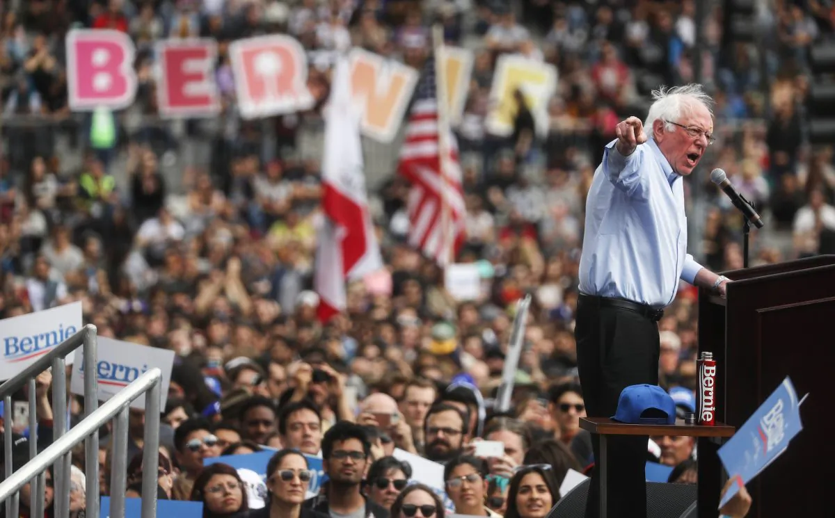 2020 Democratic presidential candidate Sen. Bernie Sanders (I-VT) speaks at a campaign rally in Grand Park on March 23, 2019 in Los Angeles, California. (Mario Tama/Getty Images)