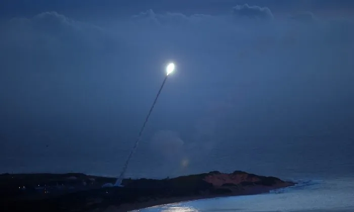 A missile is launched from the Pacific Missile Range Facility (PMRF) to be intercepted as part of a Missile Defense Agency test in Kauai, Hawaii, on Nov. 6, 2007. (U.S. Navy via Getty Images)