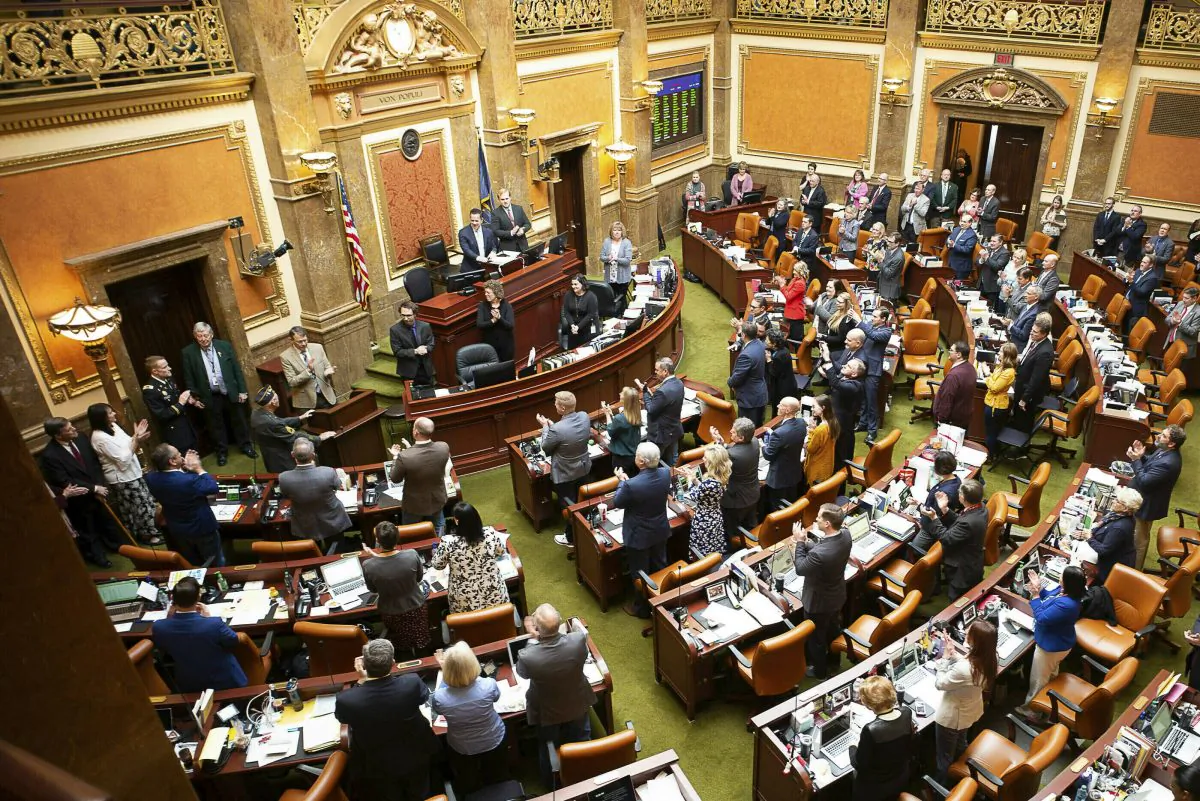 The House Representatives are shown on the last day of the 2019 Utah legislative session, at the Utah State Capitol on March 14, 2019. (Trent Nelson/The Salt Lake Tribune via AP)