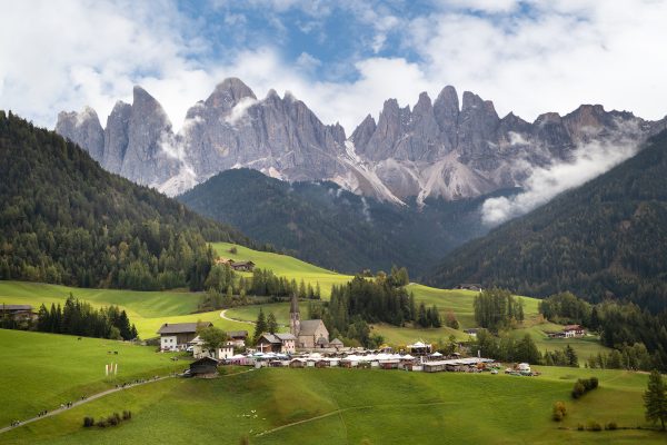 Dolomites mountains behind Alto Adige Italy