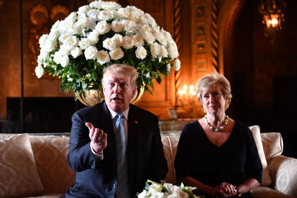 U.S. President Donald Trump speaks at a press conference with Linda McMahon, head of the Small Business Administration, at Trump's Mar-a-Lago estate in Palm Beach, Florida on March 29, 2019. (NICHOLAS KAMM/AFP/Getty Images)