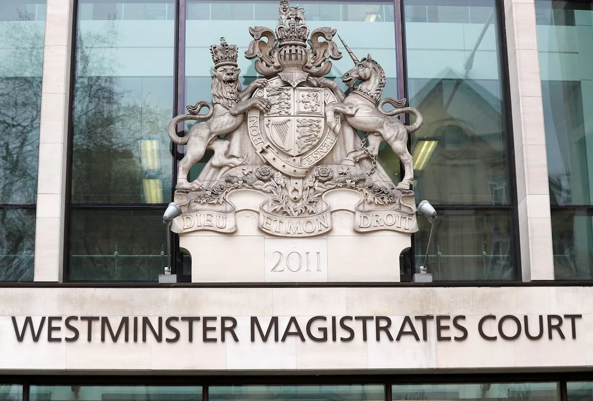 A facade of the Westminster Magistrates court is seen in detail, in London, Britain,on March 20, 2019. (Peter Nicholls/Reuters)