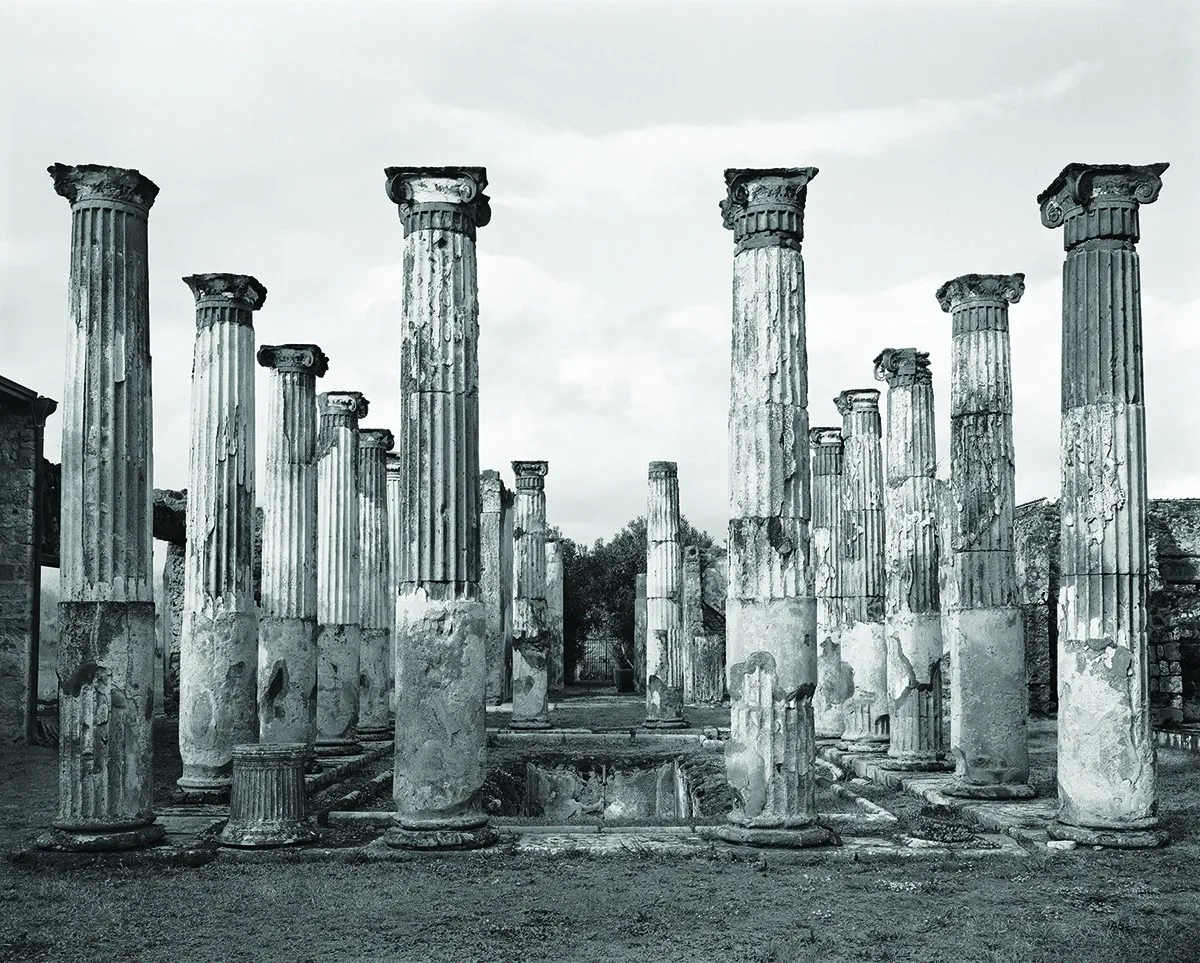 “Peristyle, House of the Colored Capitals (VII.4.31), Pompeii” 2015, by William Wylie. Pigment ink print, 45 inches by 56 inches. (William Wylie)