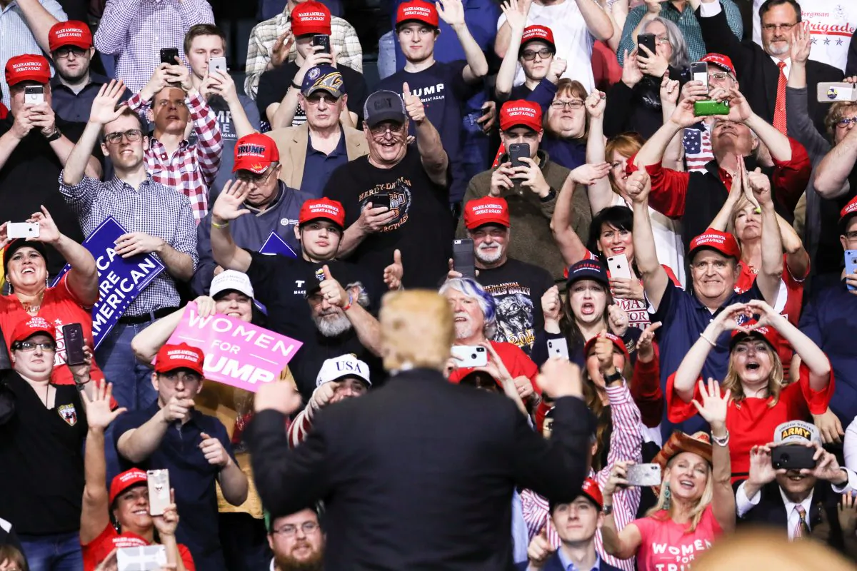 U.S. President Donald Trump at a MAGA rally in Grand Rapids, Mich., on March 28, 2019. (Charlotte Cuthbertson/The Epoch Times)