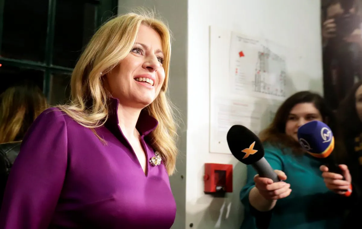 Slovakia's presidential candidate Zuzana Caputova in Bratislava, Slovakia, March 30, 2019. (David W Cerny/Reuters)