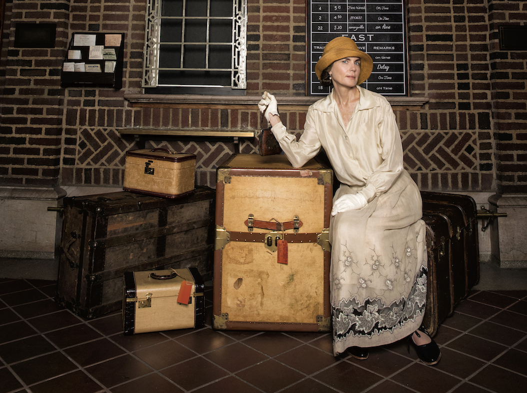 Woman at train station