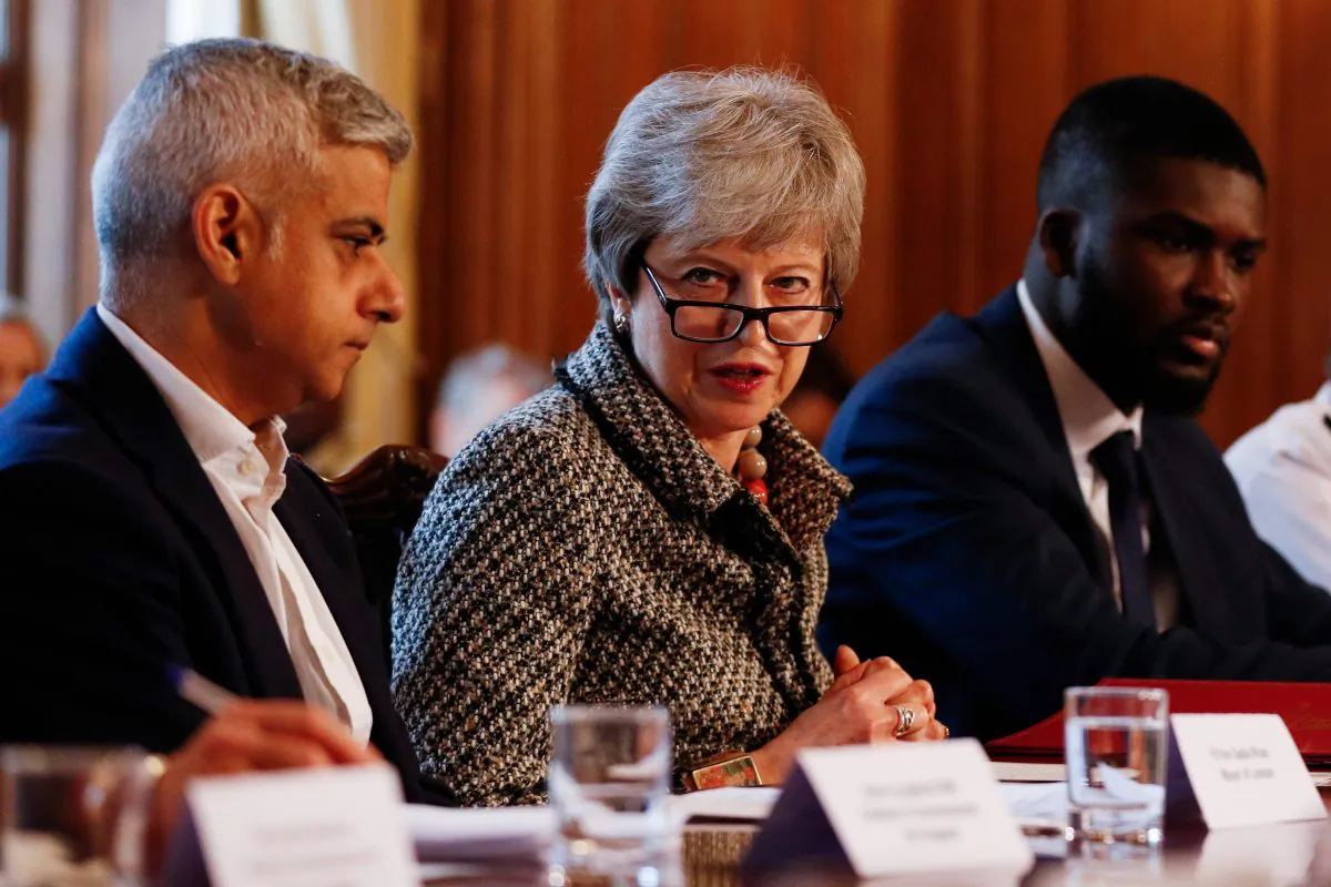 Britain's Prime Minister Theresa May attends a Serious Youth Violence Summit in Downing Street, London, Britain April 1, 2019. Adrian Dennis/Pool via REUTERS