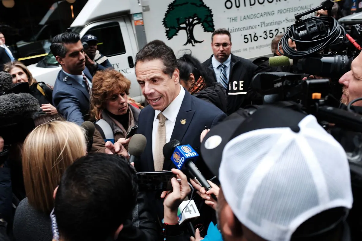 Governor of New York Andrew Cuomo speaks to the media at the Time Warner Center after an explosive device was found there this morning on Oct. 24, 2018 in New York City. (Spencer Platt/Getty Images)