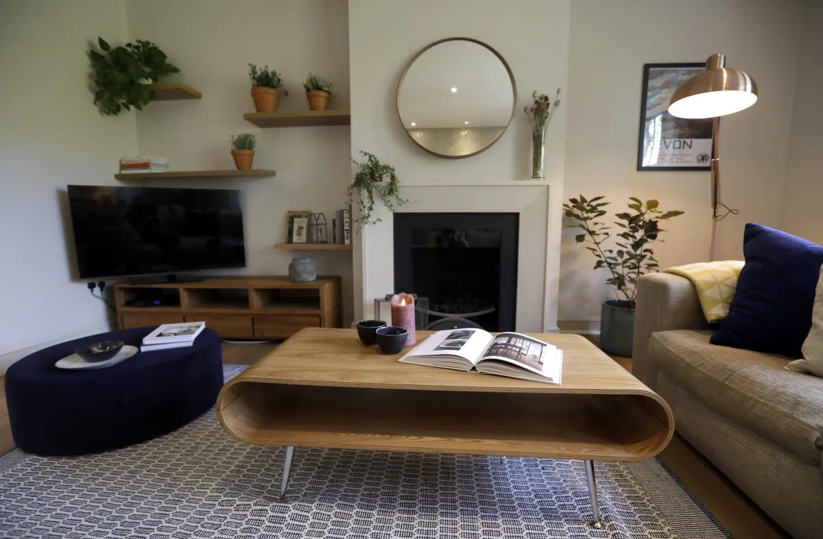 The living room of a flat that will be available for short term rent in London. (Kirsty Wigglesworth/AP)