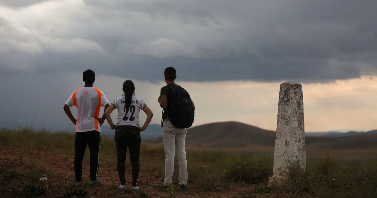 Venezuelan military deserters, of the National Guard, who don’t want to be identified, stand at the border point with Venezuela, in Pacaraima, Brazil April 11, 2019. (Pilar Olivares/Reuters)
