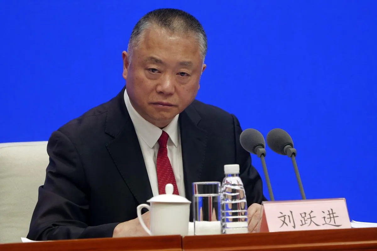 Liu Yuejin, vice commissioner of the National Narcotics Control Commission, speaks during a press conference in Beijing, China, on April 1, 2019. (Sam McNeil/Photo via AP)