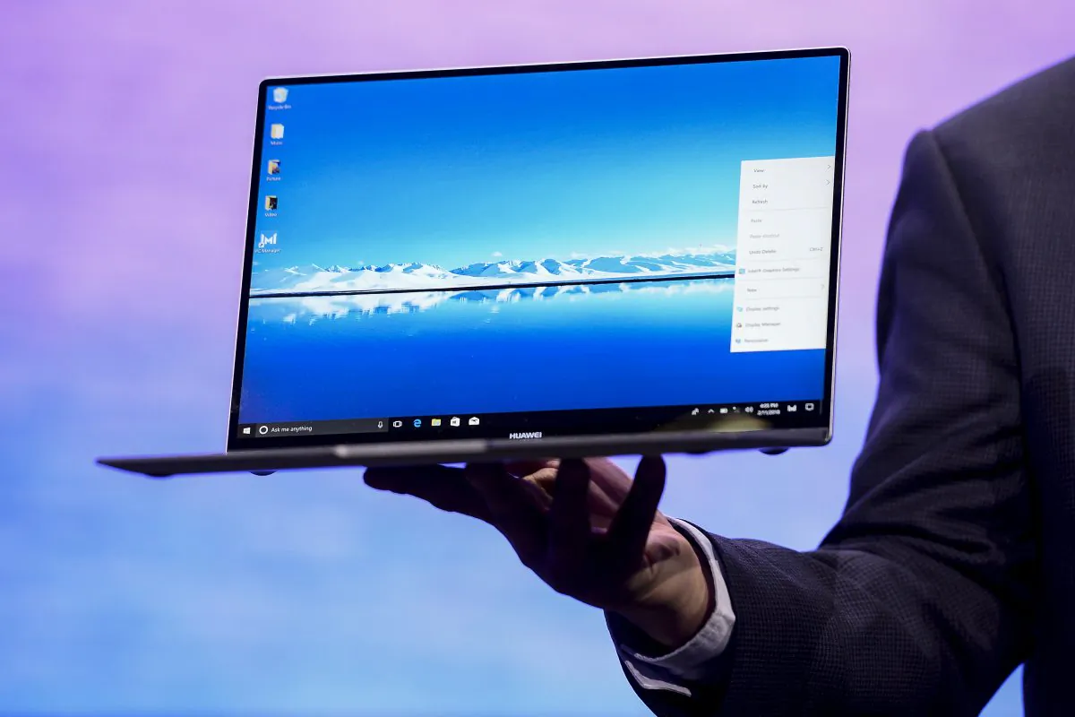The Huawei MateBook X Pro laptop presented at a press conference at the Mobile World Congress in Barcelona, Spain on February 25, 2018. Microsoft recently revealed how it found a backdoor vulnerability within Matebook laptops. (JOSEP LAGO/AFP/Getty Images)