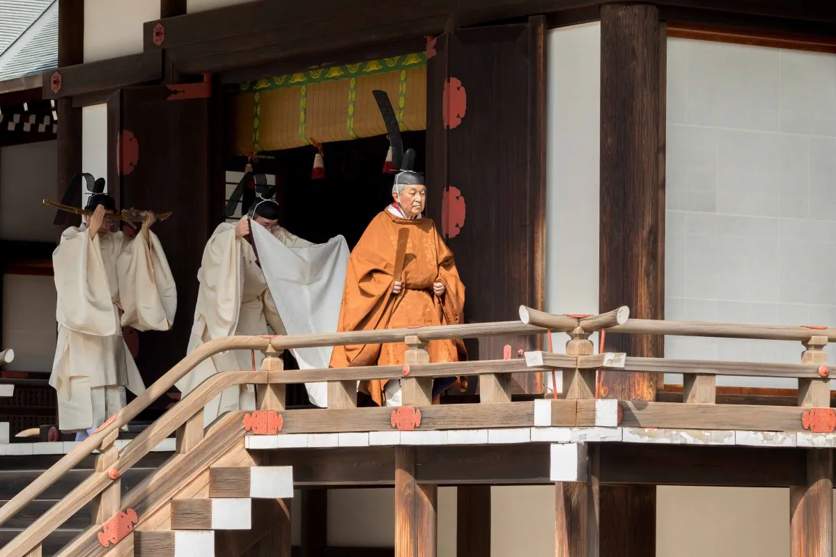 FILE PHOTO - Japan's Emperor Akihito walks for a ritual at the Imperial Palace in Tokyo in this handout picture taken March 12, 2019 and provided by the Imperial Household Agency of Japan. Imperial Household Agency of Japan/Handout via Reuters