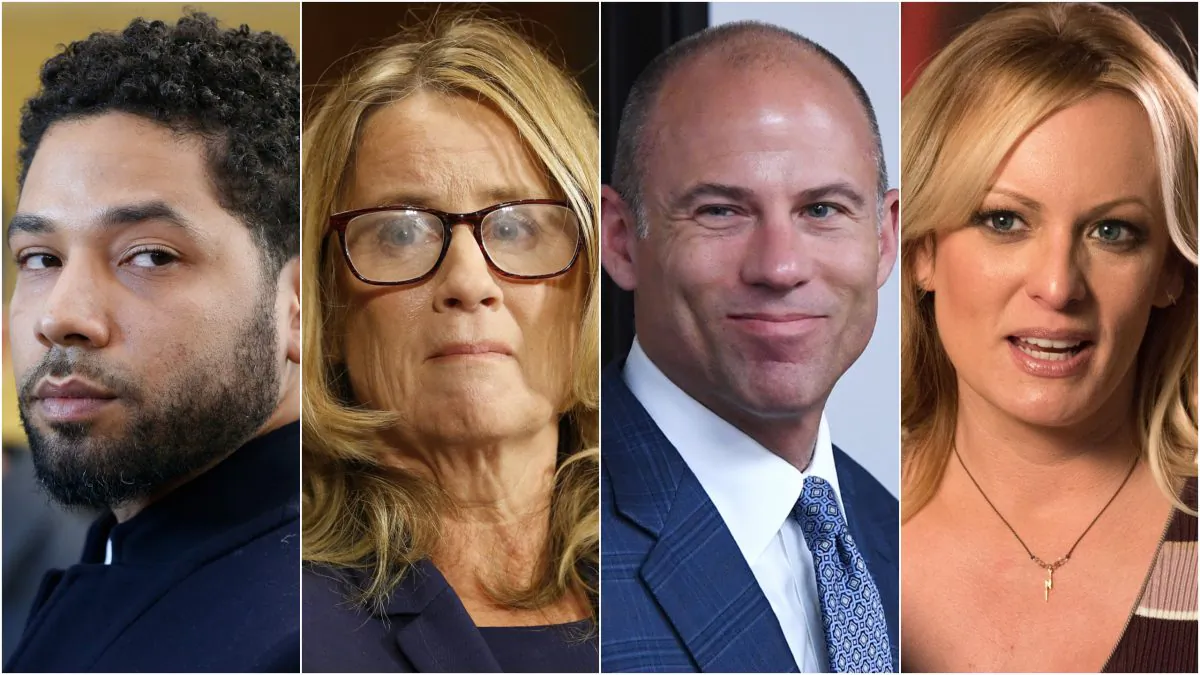 (L-R)Jussie Smollett, Christine Blasey Ford, Michael Avenatti , Stormy Daniels. Getty Images