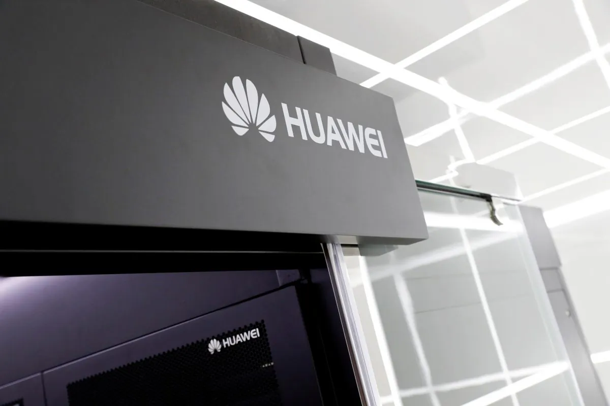 Logos of Huawei are seen on a device at its showroom in Shenzhen, Guangdong Province, China on March 29, 2019. (Tyrone Siu/Reuters)