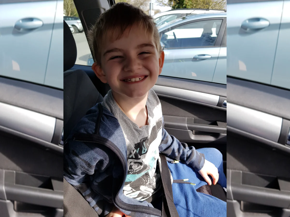 An undated photo of Charlie Logan, 7, who was asked to wear a high-visibility bib so teachers would know he is autistic, in London. (Joanne Logan/Crowd Justice)