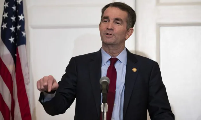 Virginia Governor Ralph Northam speaks with reporters at a press conference at the Governor's mansion in Richmond, Va., on Feb. 2, 2019. (Alex Edelman/Getty Images)