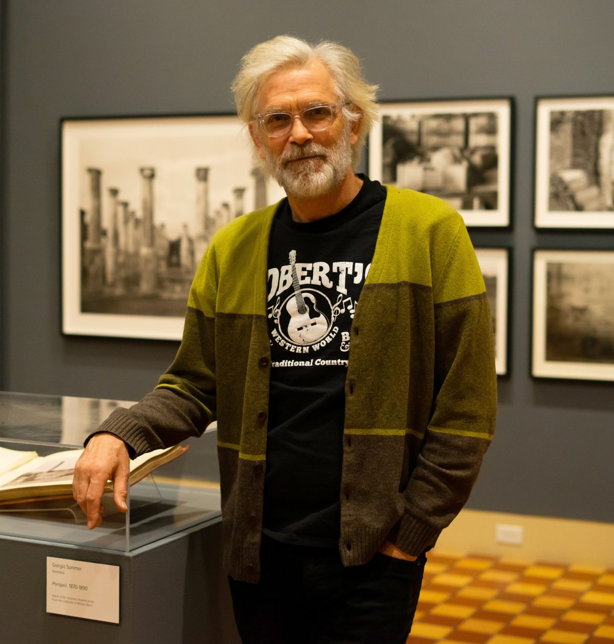 Man at photo exhibition