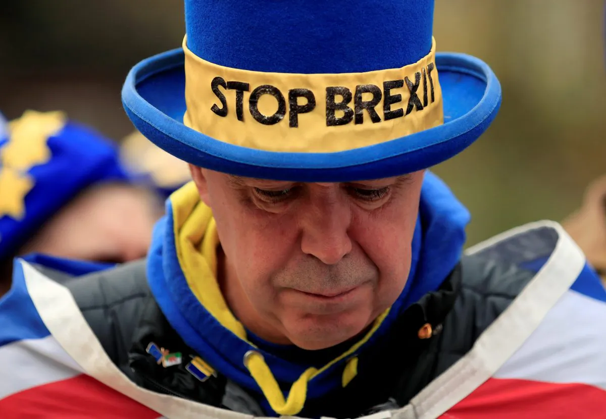 Anti-Brexit protester Steve Bray is seen outside the Houses of Parliament in London on April 8, 2019. Gonzalo Fuentes/Reuters)