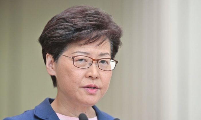 Hong Kong leader Carrie Lam holds a press conference at the government headquarters on July 9, 2019. (Anthony Wallace/AFP/Getty Images)