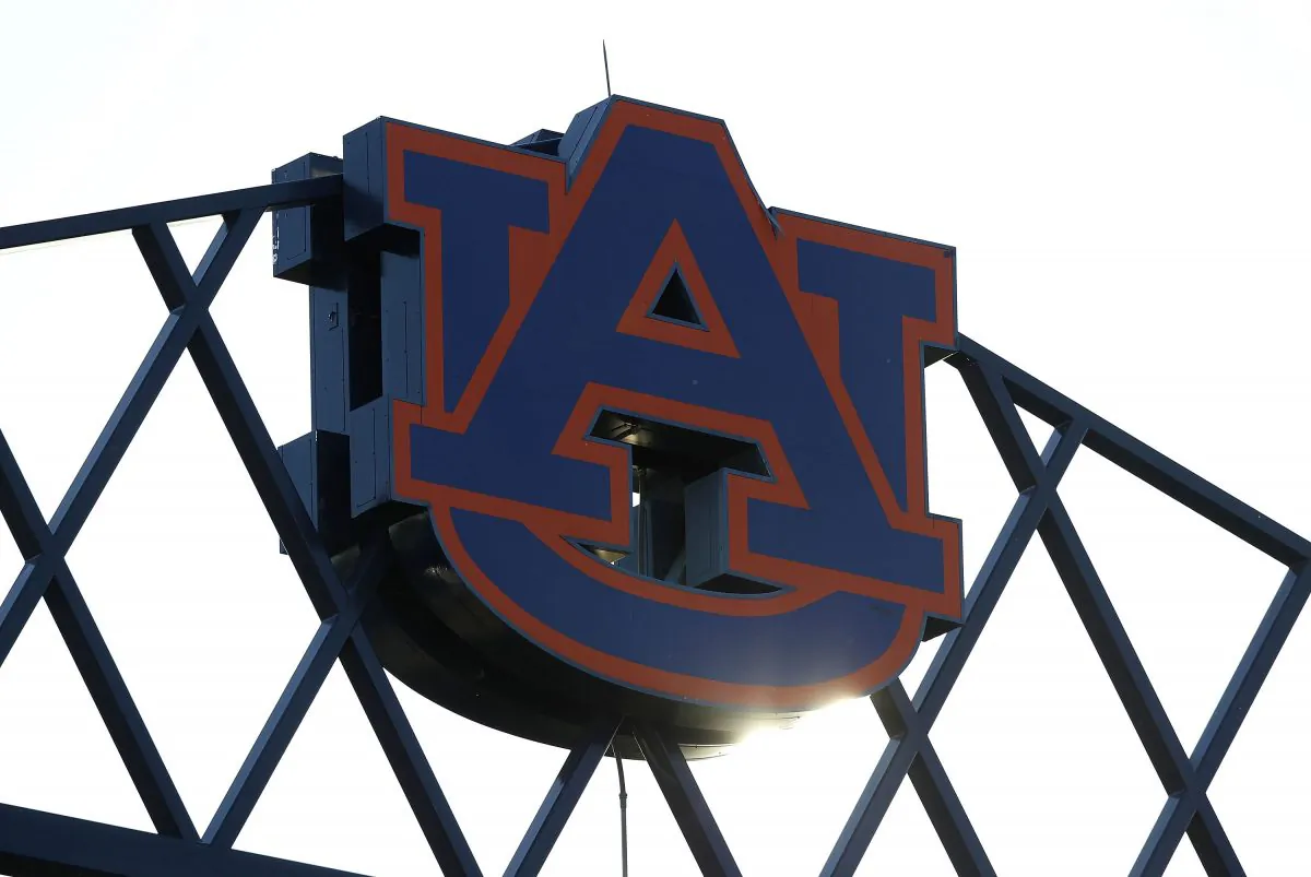 Photo of the Auburn University logo at the top of Jordan-Hare Stadium in a file photo. (Mike Zarrilli/Getty Images)