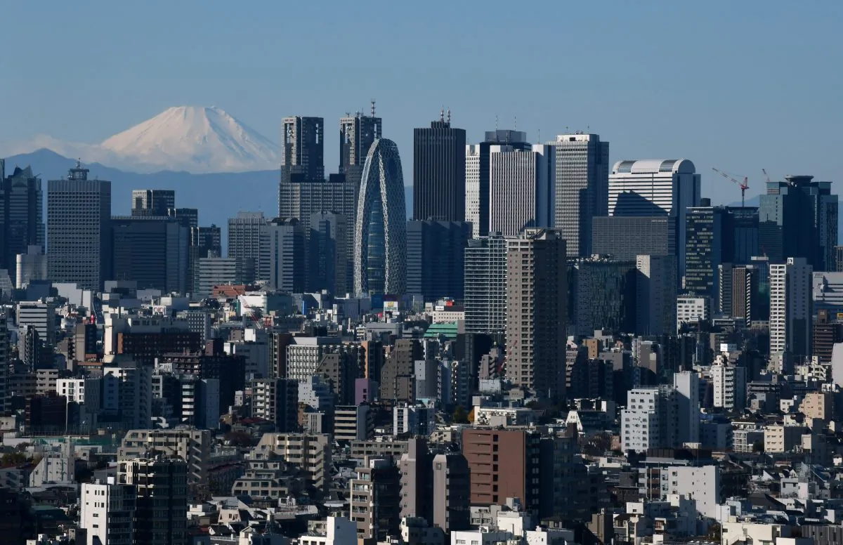 A snow-capped Mount Fuji is seen from the observation deck of a skyscraper in Tokyo on Dec. 14, 2018. (Kazuhiro Nogi/AFP/Getty Images)
