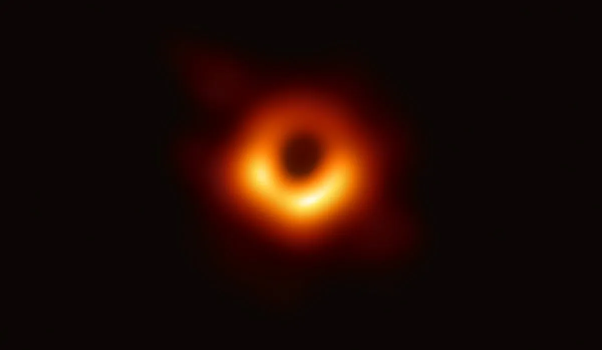 The first ever photograph of a black hole, released on April 10, 2019. (Event Horizon Telescope collaboration et al)