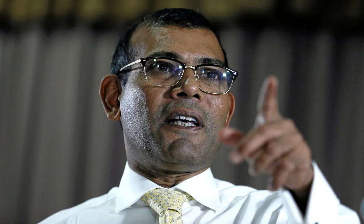 Maldives former President Mohamed Nasheed speaks during a news conference ahead of the Maldives presidential election, in Colombo, Sri Lanka on Sept. 21, 2018. (Dinuka Liyanawatte/Reuters)
